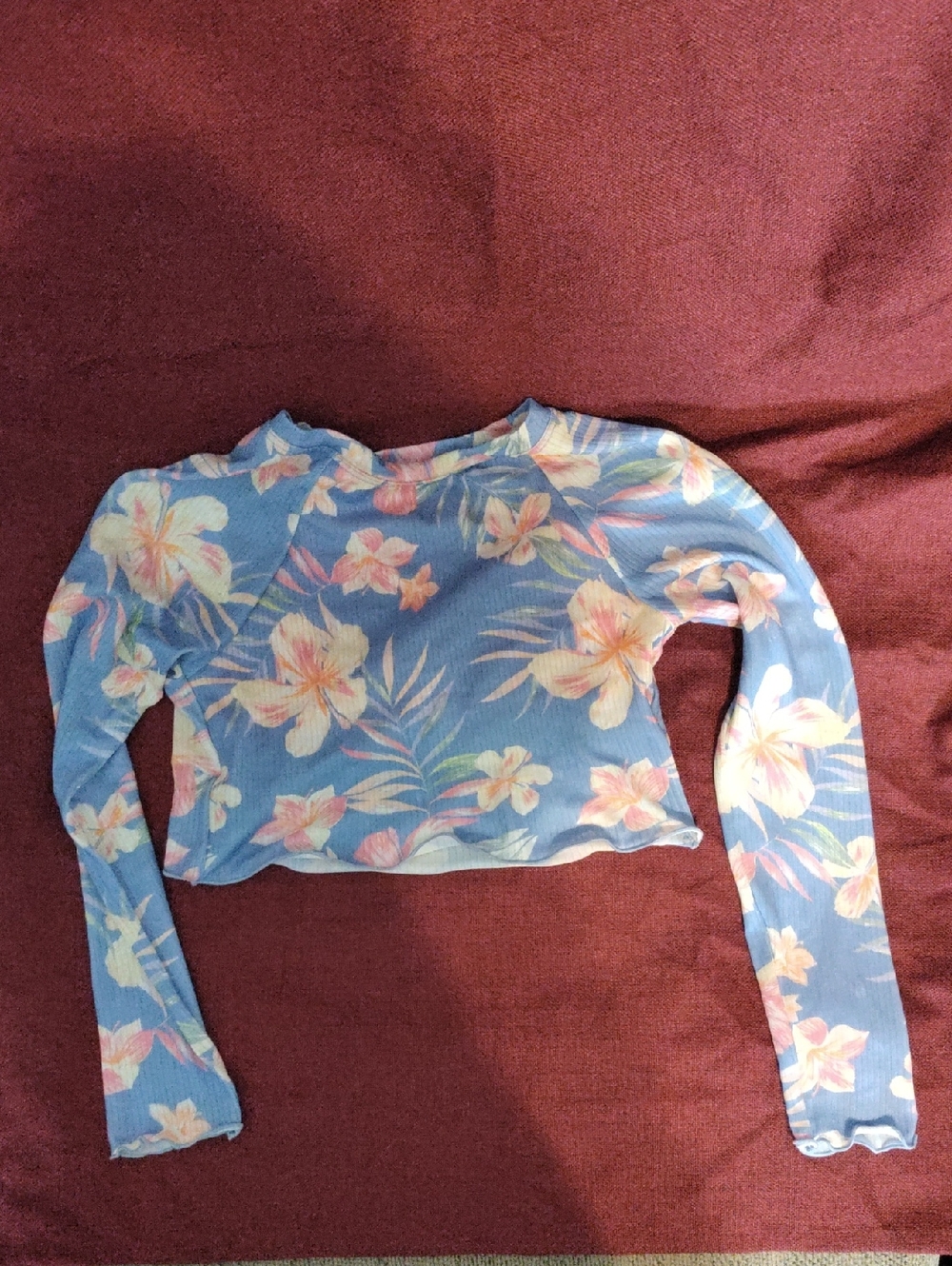 Girls ' Small wonder nation Blue Floral Long-Sleeve Rashguard Top